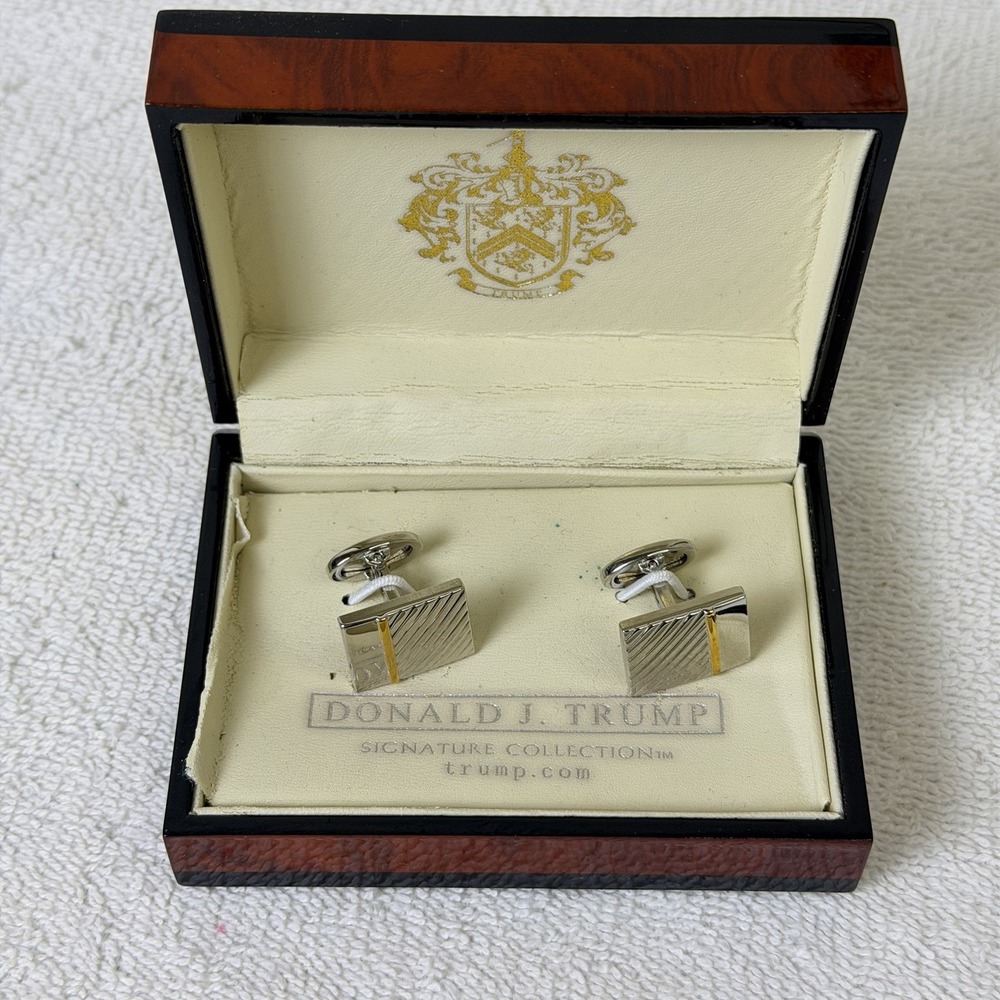 Donald Trump Signature Collection Metal Tone Cuff Links Cufflinks W Box
